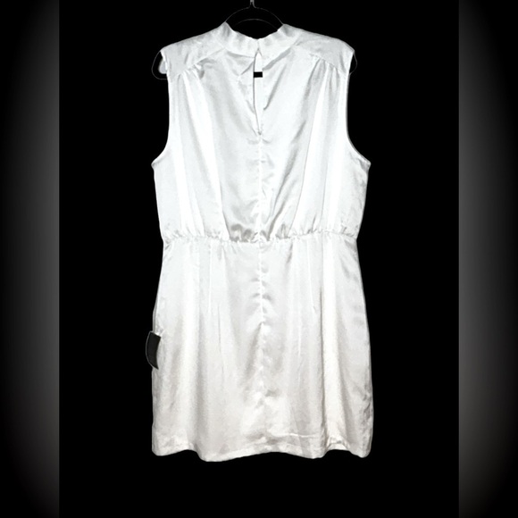 NWT Lulus Classic Elegance White Satin Sleeveless Mock Neck Mini Dress, Size XS - Picture 6 of 15